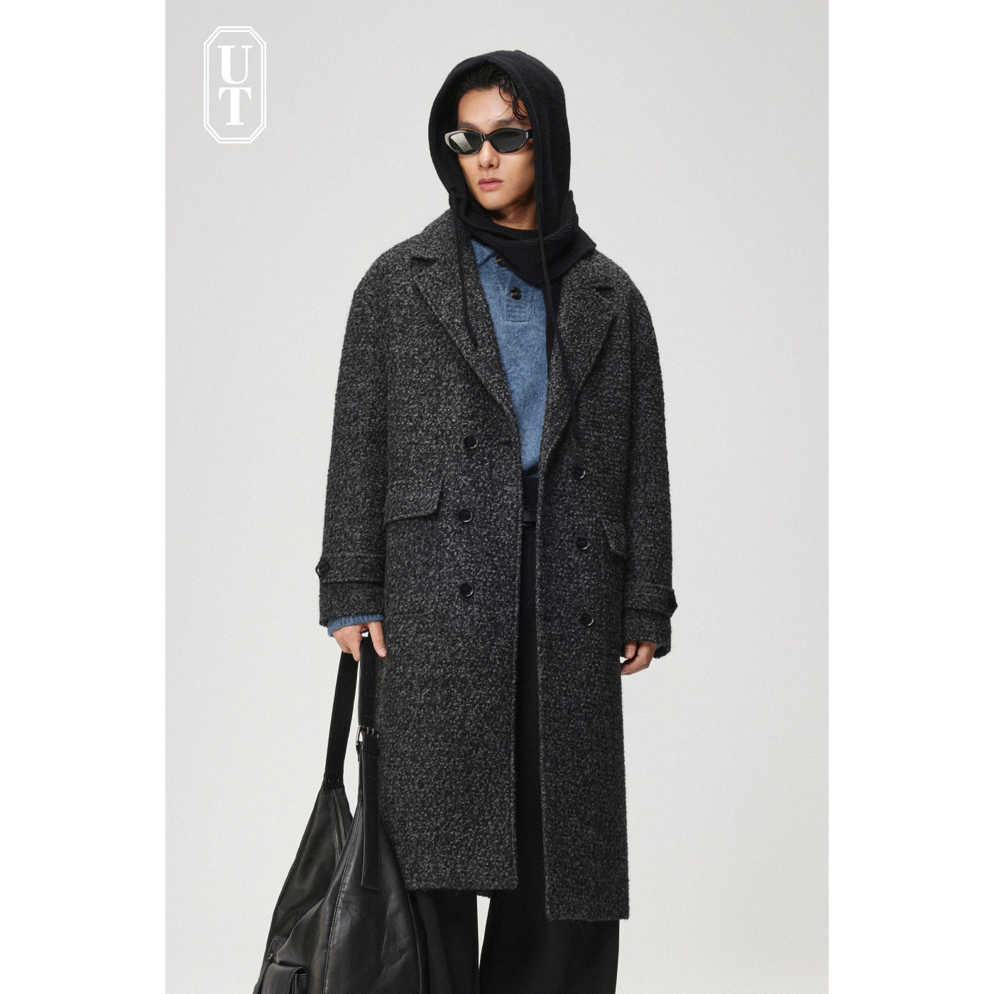 过膝长款呢子外套双排扣内里加仿丝棉毛呢中长款保暖加厚大衣男