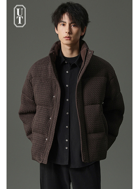 不规则拼接羽绒面包服男士2026年冬季新款休闲加厚款保暖外套男