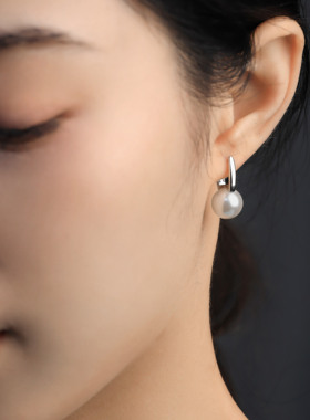 珍珠耳环韩式ins风水桶型小众设计高级感复古气质纯银耳钉闺蜜款
