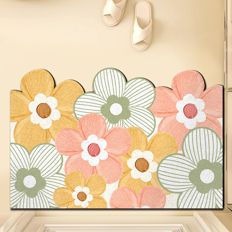 丝圈小花入户门地垫家用可