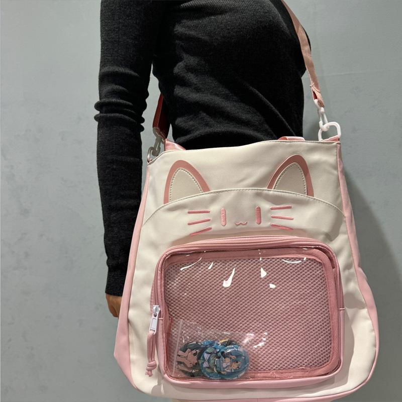 C9566猫咪印花痛包单肩斜挎
