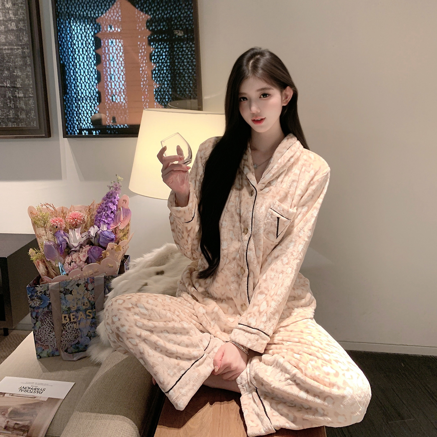 捞捞酱「v家绒绒系」法兰绒睡衣女2025新款冬季加绒加厚家居服