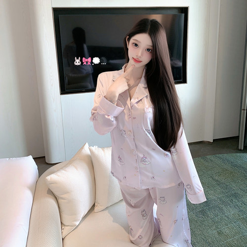 捞捞酱「薰衣草小K」冰丝睡衣女2025新款秋季纯欲风秋冬款家居服