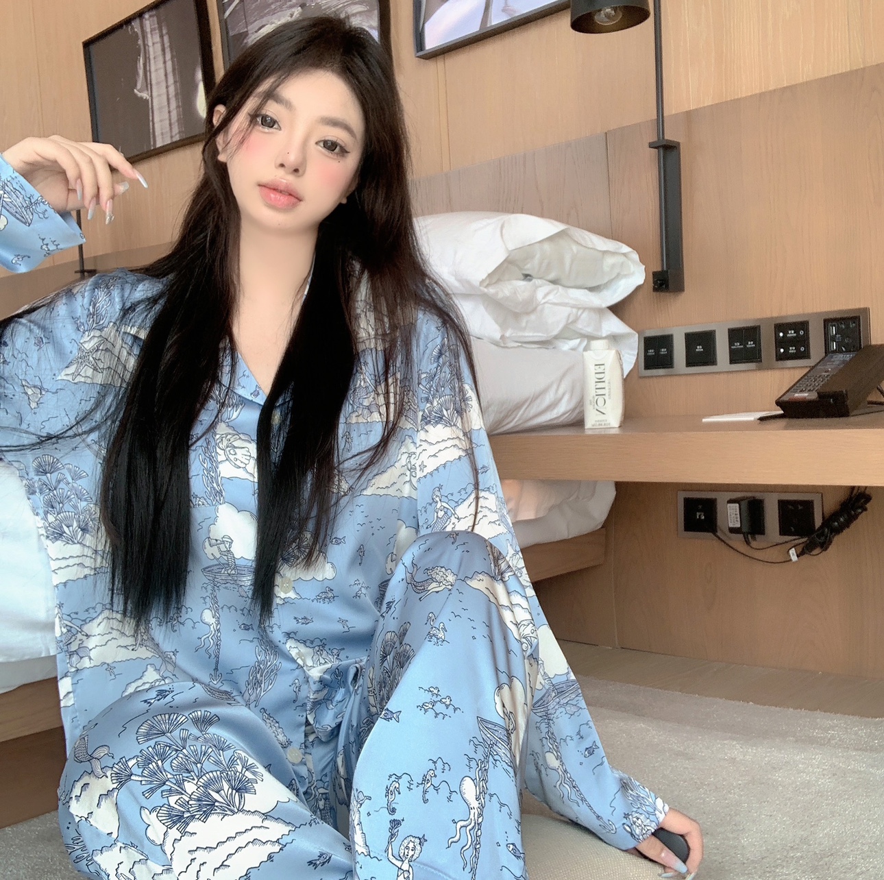 情侣睡衣套装家居服印花高级