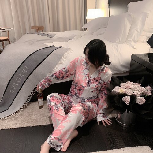 小众家居服印花时尚睡衣套装冰丝