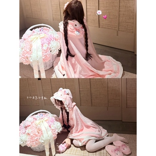 捞捞酱「小美茶会」小羊珊瑚绒睡袍斗篷睡衣可爱卡通少女家居服26