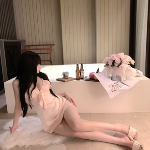 LaoLao酱「钓系妲己」网纱纯欲吊带睡裙露背性感氛围美女裙斩男