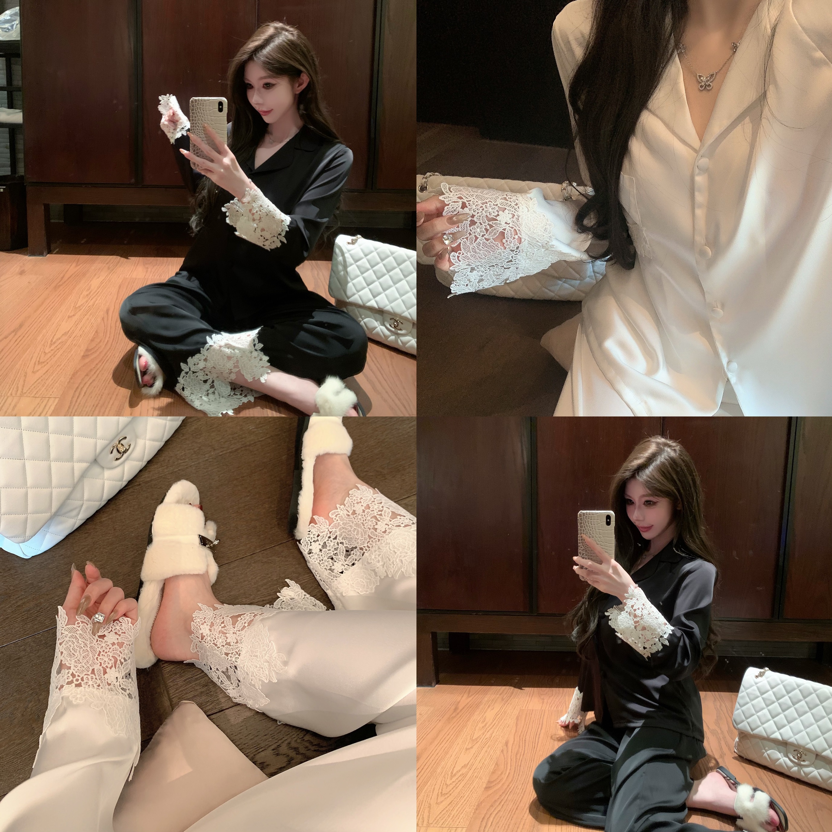 捞捞酱「持续温柔」性感蕾丝花边睡衣女2025新款高级家居服纯欲风