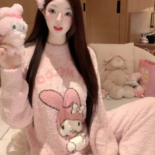 捞捞酱「暖暖melody」睡衣女秋冬款性感2025新款纯欲风家居服套装