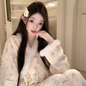 捞捞酱「奶黄喵喵」法兰绒加厚加绒睡衣女2025新款 秋冬季 家居服