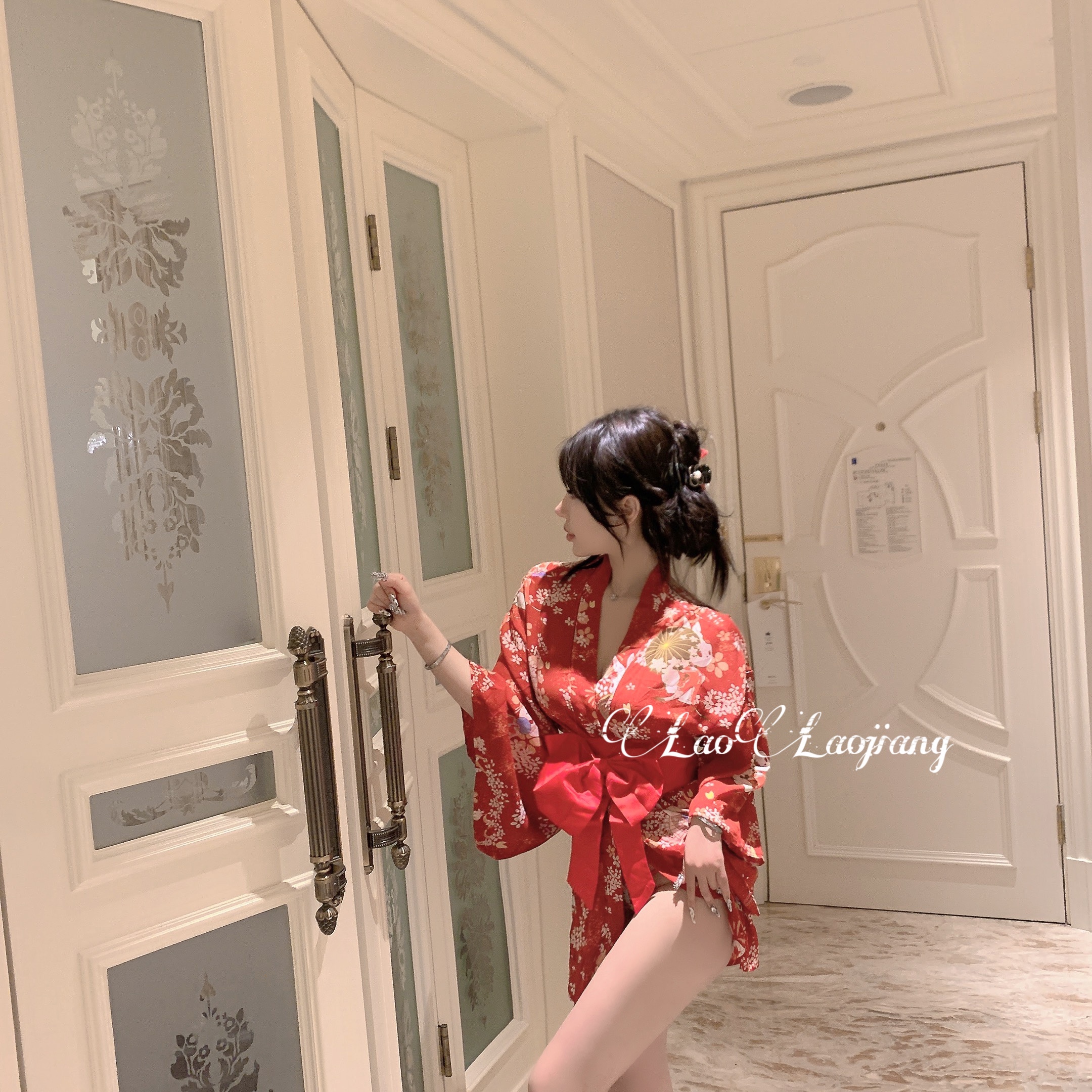 红色日系情趣和服睡裙