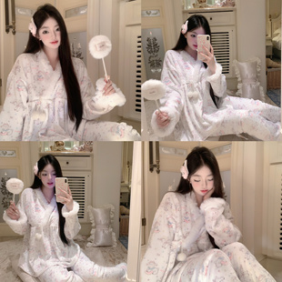 「小羊派对」法兰绒睡衣女秋冬款2025新款冬季加绒加厚家居服套装
