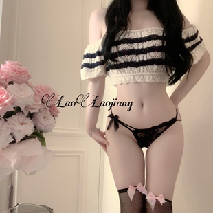 LaoLao酱「一整夜心动」性感女神三角内裤蕾丝蝴蝶结日系舒适新