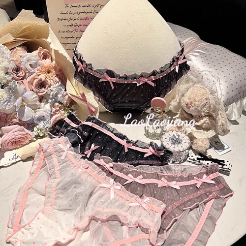 捞捞酱「纸杯cake」甜心蝴蝶结网纱纯欲三角内裤少女纯欲棉质裆夏