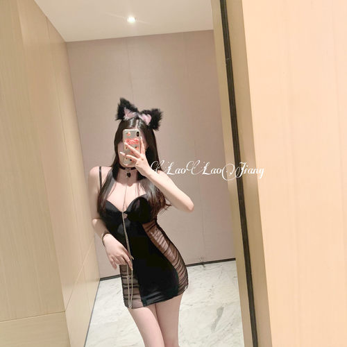 性感透明私房黑丝吊带情趣睡裙