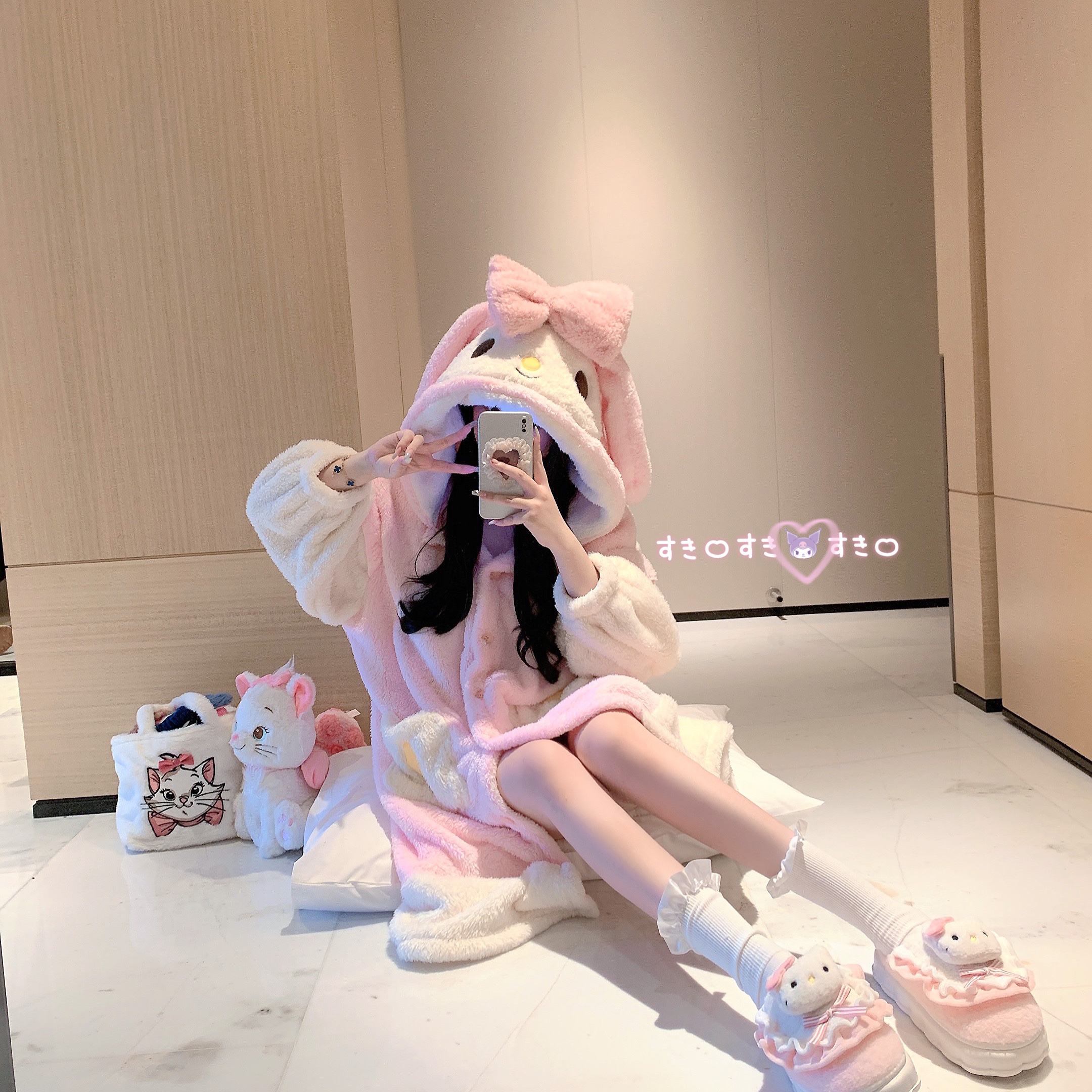 连帽睡袍加厚冬季睡衣套装珊瑚绒