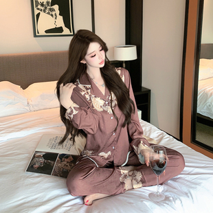捞捞酱「爱马老钱风」睡衣女冰丝性感2025新款 高级感家居服 春秋款