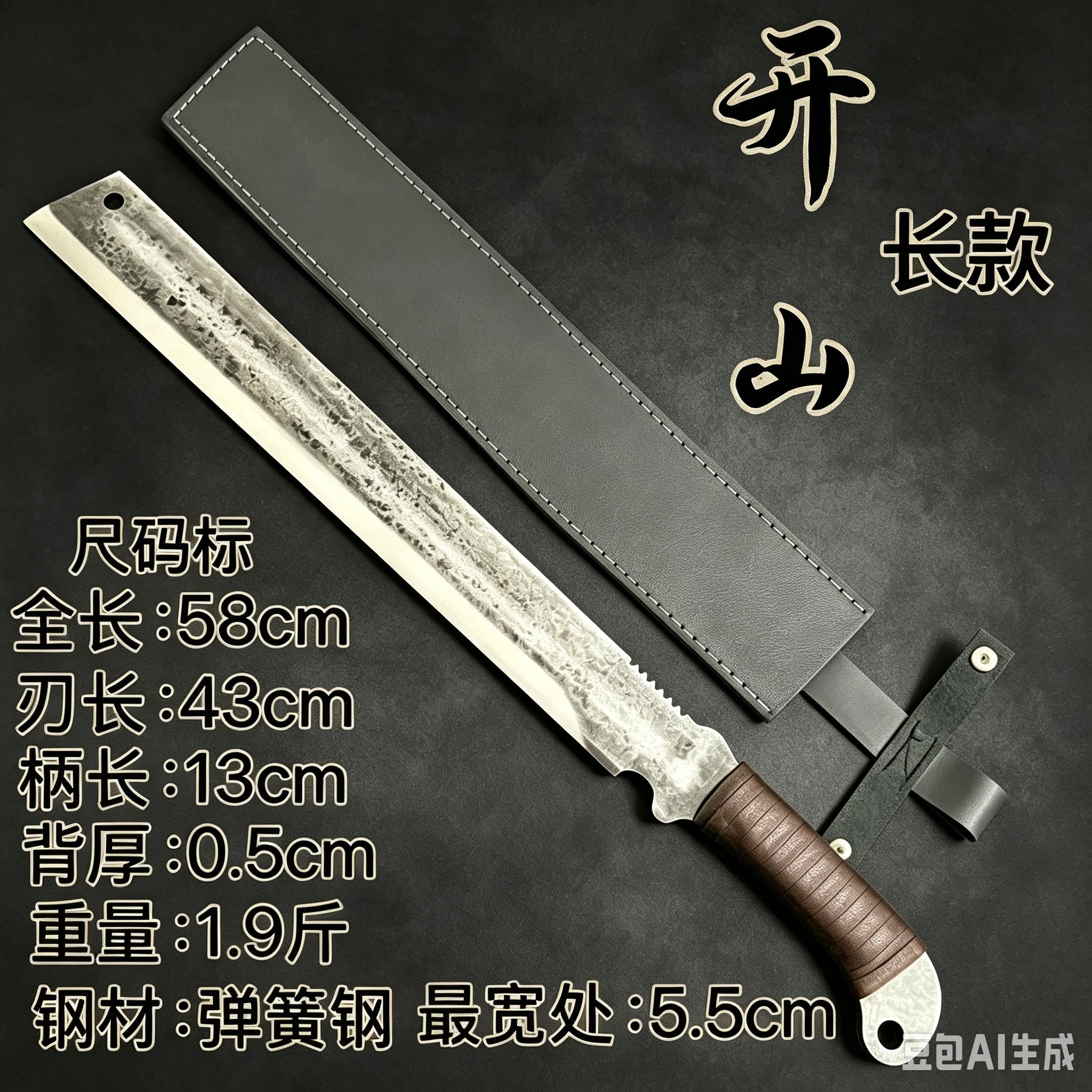 龙泉锰钢弹簧钢同款锻打户外短刀一体冷兵器开山唐横刀车载未开刃