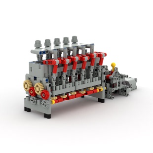 小小工程师国产积木拼装模型直列6缸发动机和4档变速箱组合套装