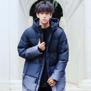 TAJN潮牌渐变色中长款羽绒服男款冬季青少年休闲百搭防风保暖外套