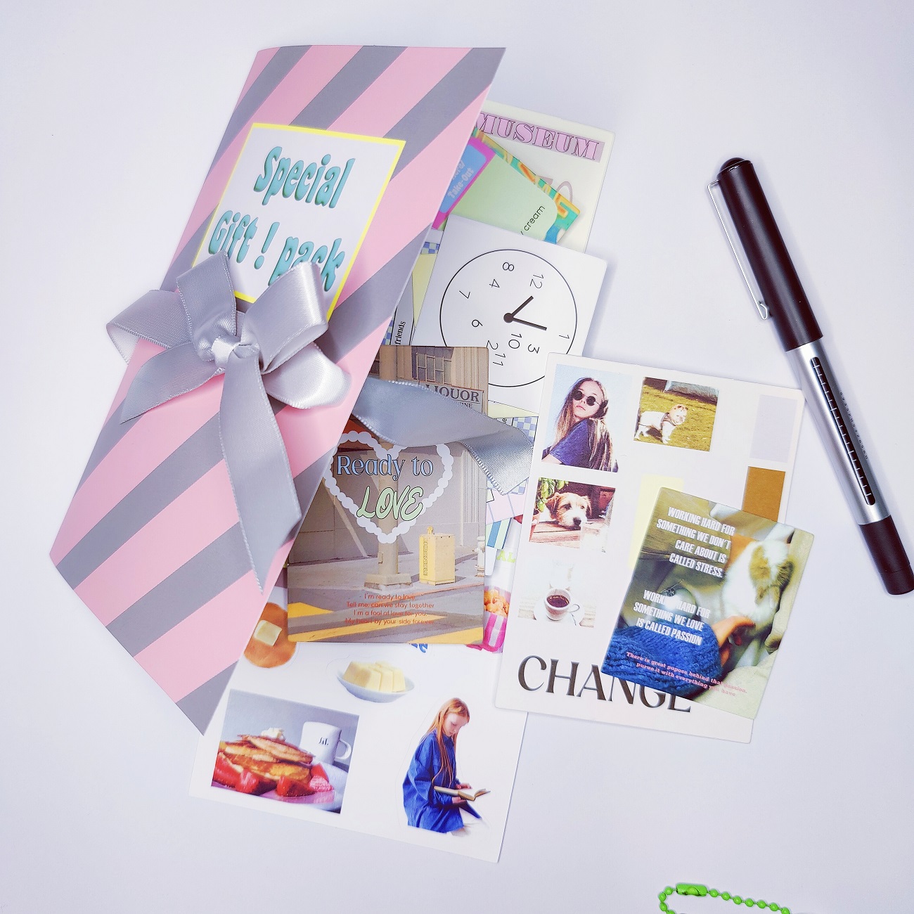 韩国oab现货goutte粉色贴纸包爱心少女粉色素材贴纸包装饰拼贴