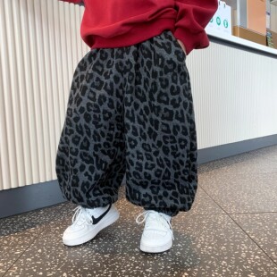 男童加绒裤子冬季2025新款儿童韩范男孩一体绒长裤男宝加厚灯笼裤