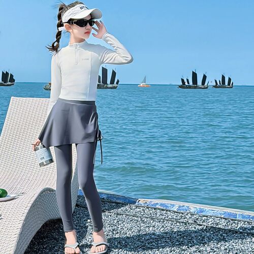 2026夏季女童长袖防晒分体泳衣