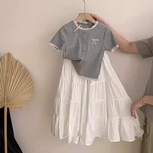 女童时尚套装洋气时髦裙子2026新款高级感夏装超好看韩系短袖T恤
