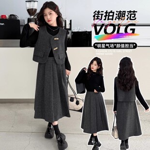 女童春装套装裙子2026新款洋气春季大童小女孩儿童装小香风连衣裙
