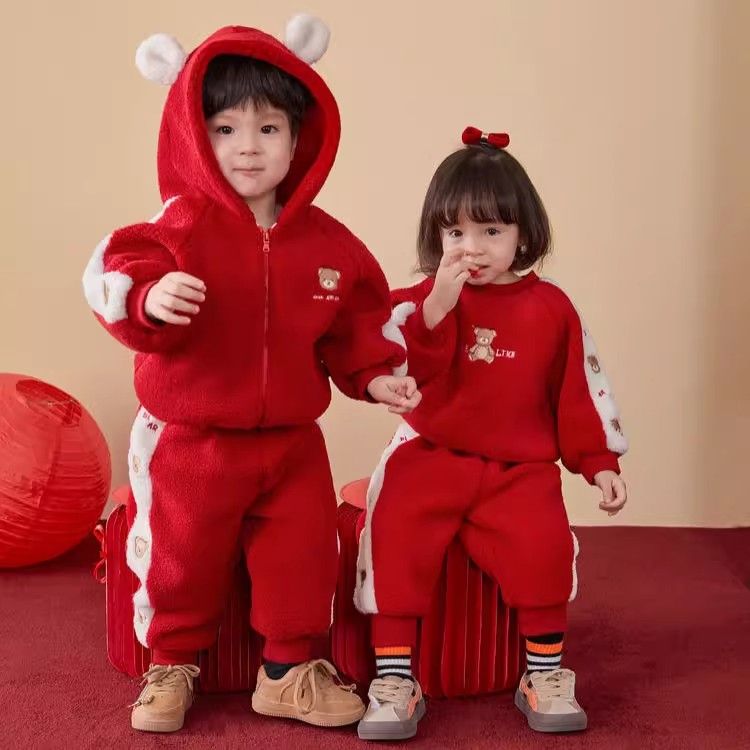 套装中国风冬季两件套加绒加厚