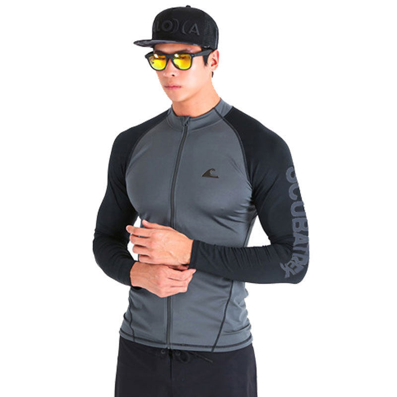 新款韩版拉链潜水服男户外滑水分体长袖冲浪服防晒泳衣浮潜水母衣