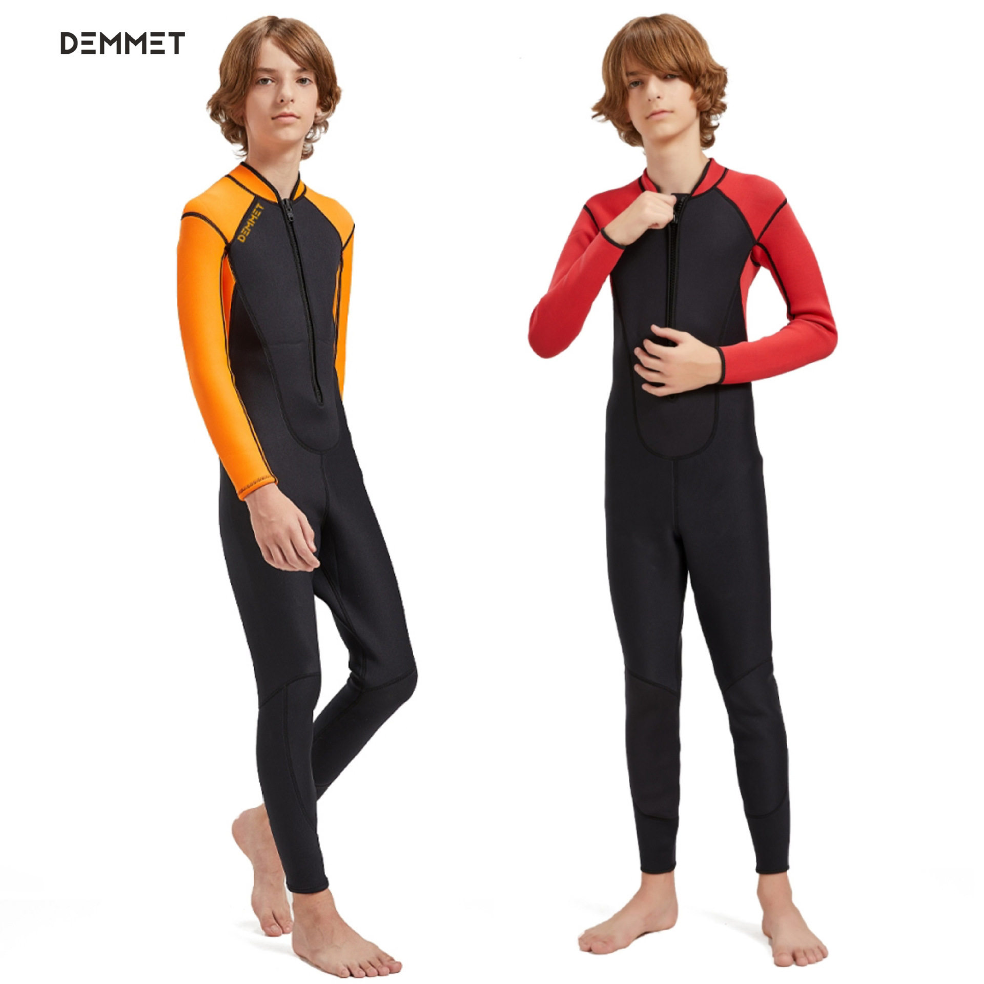 儿童泳衣1.5/3mm连体长袖潜水服保暖防寒 青少年浮潜冲浪游泳衣