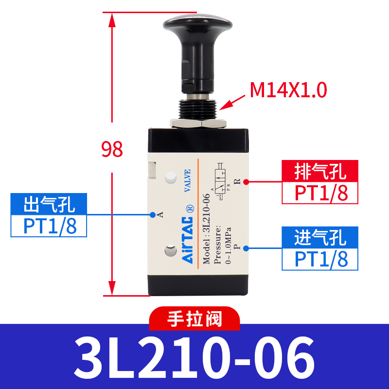 新款原装气动控制手拉阀3R 3L110-06 3L210-06/08 3L310-08/1包邮