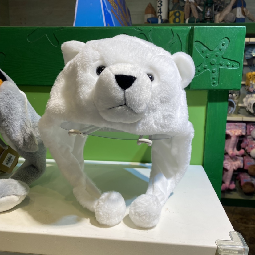 长隆海洋王国冬季动物园企鹅气襄北极熊毛绒围巾雪帽防寒保暖帽子