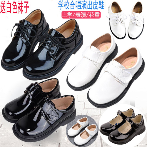 男童黑色皮鞋英伦风合唱表演出鞋