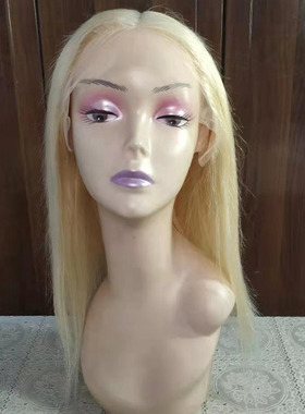 613 Blonde Lace Front Wig Human Hair T part straight 头套