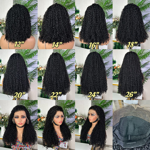 African13X4 pixie curly Human hair lace wig 非洲假发蕾丝头套