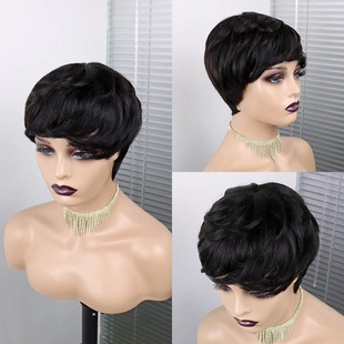 Short Hair Wave Wig density 100% Full Human