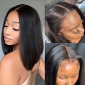 Wig Hair 4X4 Closure Bob Human Lace Straight natural波波