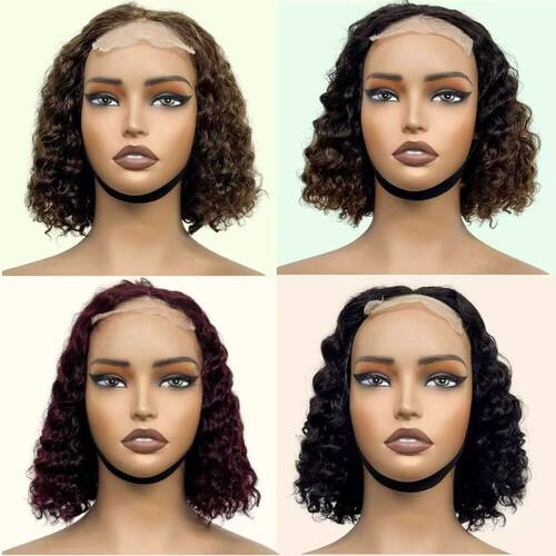 4x4 Lace Frontal Water Wave Curl Human Hair Wigs Double Draw