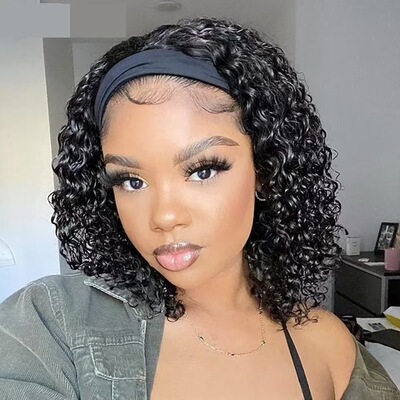 Human Hair Headband Wig Curly Glueless Brazilian Remy 200%