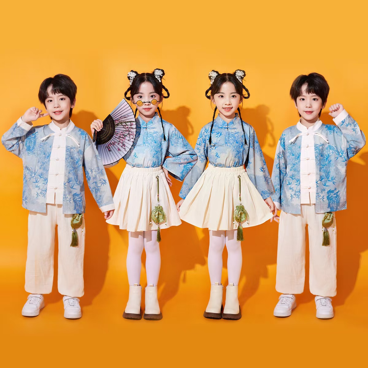 儿童演出服男女童改良汉服