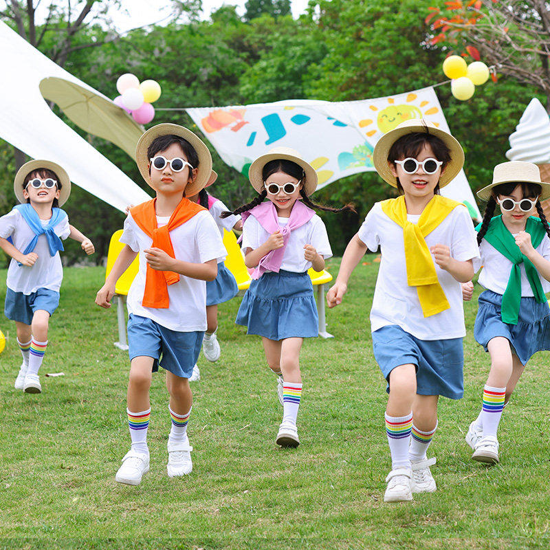 六一儿童节演出服装幼儿园毕业照糖果色披肩小学生啦啦队表演