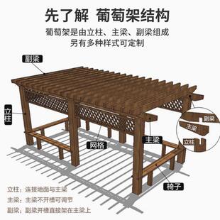 防腐木葡萄架户外别墅花园庭院遮阳棚农村小院新中式单臂阳台花架