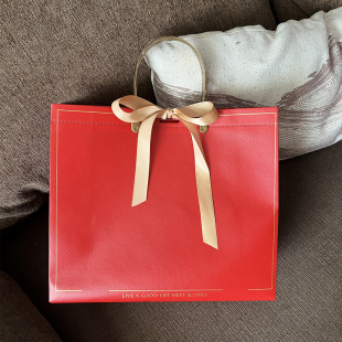 覆膜无纺布礼品袋洋红色礼物袋活动赠品奖品包装袋带封口手提袋