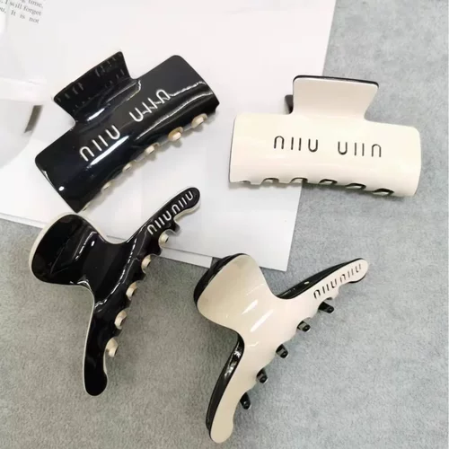 跨境发饰miumiu发夹女醋酸高级感抓夹大号鲨鱼夹2024新款高端发卡