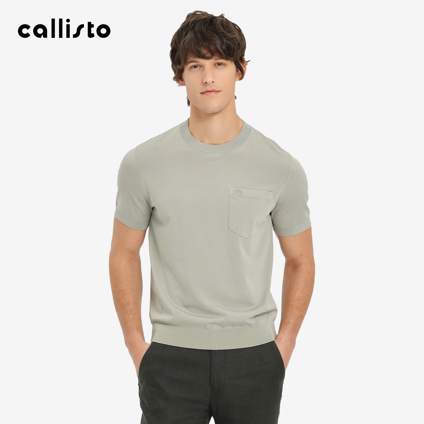 【商场同款】callisto2026夏季新款男士短袖匹马棉圆领针织T恤