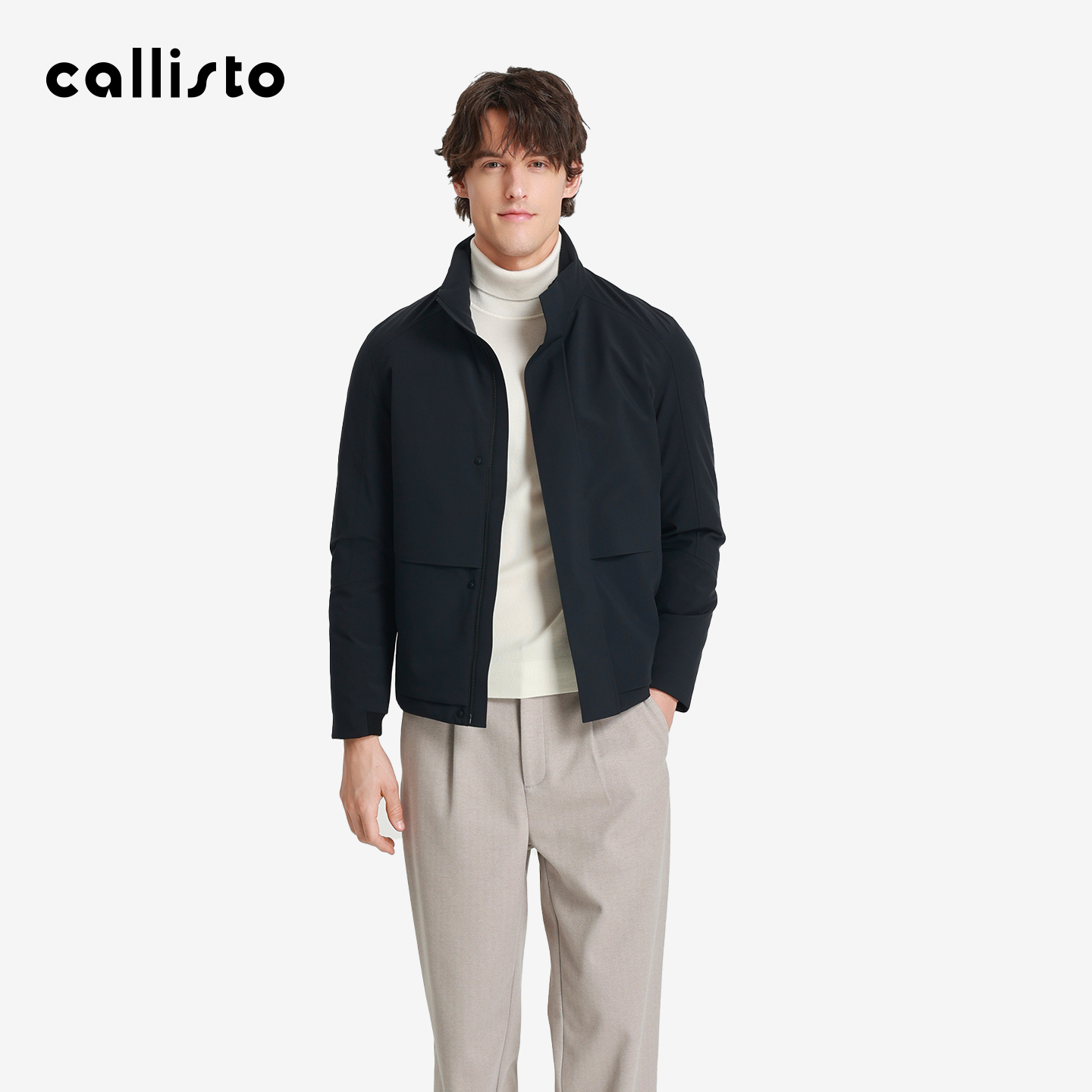 【85鹅绒】callisto2025冬季新款男士鹅绒长袖立领保暖羽绒服