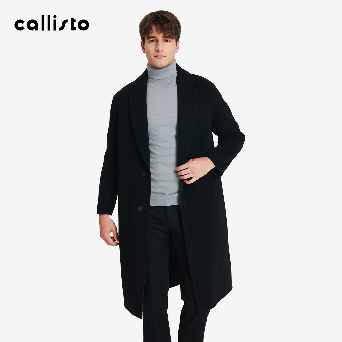 【商场同款】callisto2025冬季新款男士外套中长款纯羊毛保暖大衣