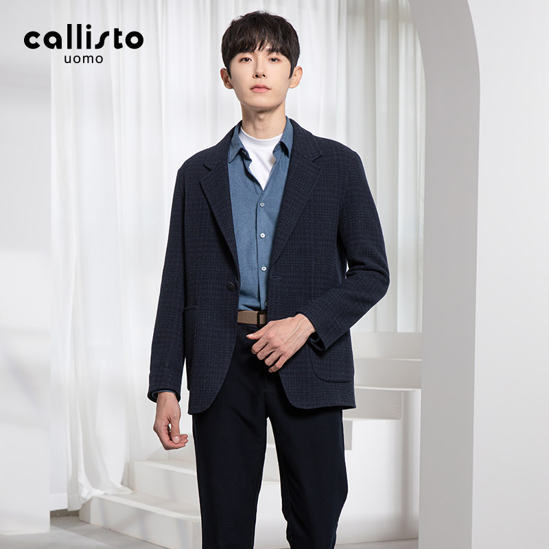 【加厚保暖】callisto新款男士春秋休闲西服羊毛便西上衣双面西装